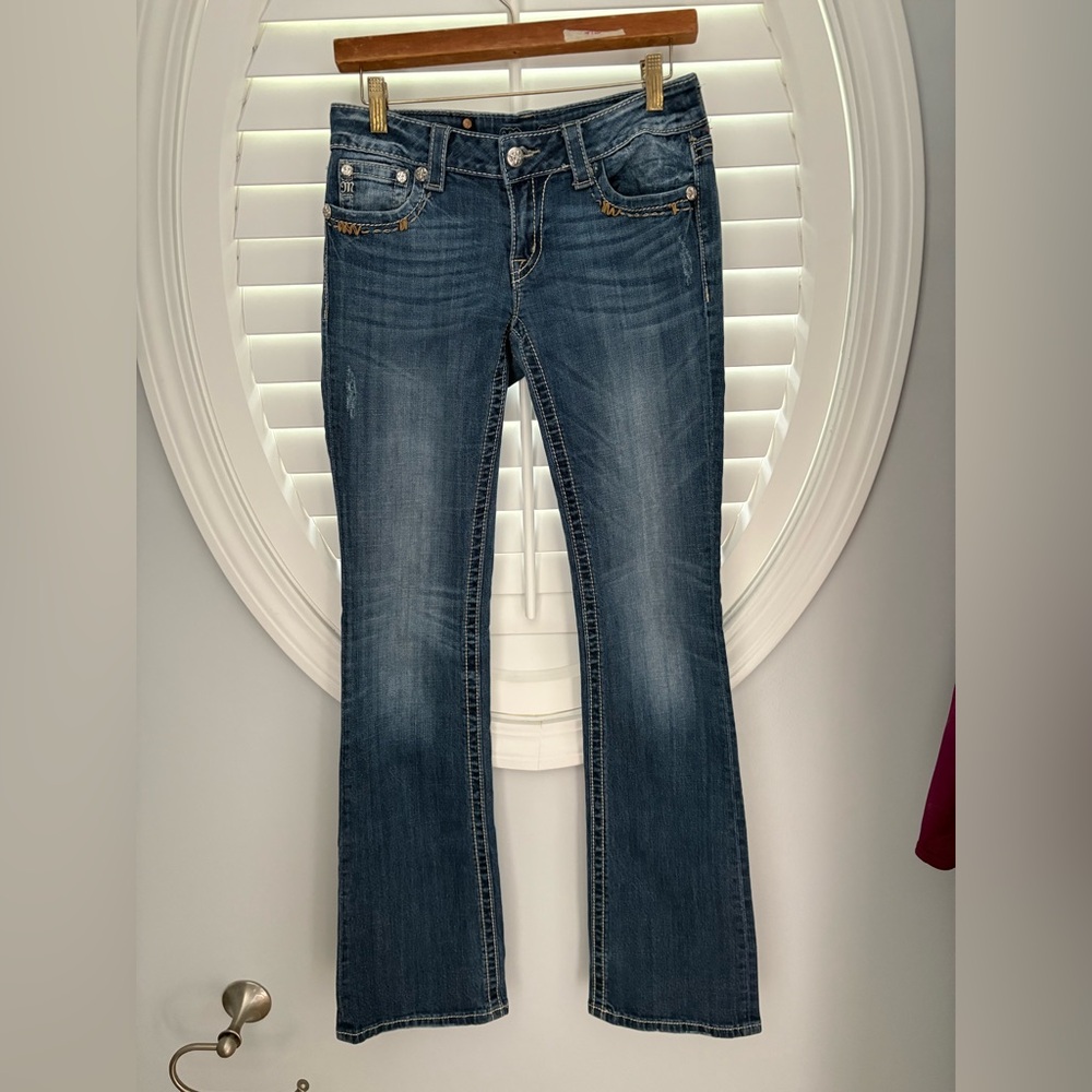 Miss Me women’s bootcut rhinestone mid rise denim jeans size 27 JW5180B9